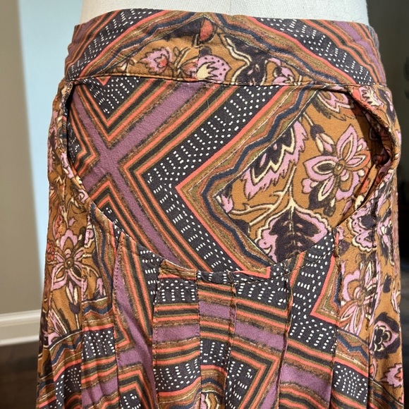 Free People Paradise Handkerchief Hem Midi Skirt Mixed Pattern Floral Stripes 4 - Picture 7 of 12